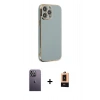 MARSİLYAN™- iPhone 13 Pro Max Kılıf Yankı Serisi - Şeffaf Maxco Cam Ekran Koruyucu + Neon Fosforlu Kamera Lens - BZ