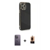 MARSİLYAN™- iPhone 13 Pro Max Kılıf Yankı Serisi - Şeffaf Maxco Cam Ekran Koruyucu + Neon Fosforlu Kamera Lens - BZ