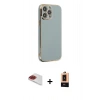 MARSİLYAN™- iPhone 13 Pro Max Kılıf Yankı Serisi - Şeffaf Maxco Cam Ekran Koruyucu + Pers Alüminyum Kamera Lens - KI