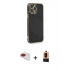 MARSİLYAN™- iPhone 13 Pro Max Kılıf Yankı Serisi - Şeffaf Maxco Cam Ekran Koruyucu + Pers Alüminyum Kamera Lens - KI