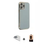 MARSİLYAN™- iPhone 13 Pro Max Kılıf Yankı Serisi - Şeffaf Maxco Cam Ekran Koruyucu + Pers Alüminyum Kamera Lens - SABE