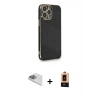 MARSİLYAN™- iPhone 13 Pro Max Kılıf Yankı Serisi - Şeffaf Maxco Cam Ekran Koruyucu + Pers Alüminyum Kamera Lens - SABE