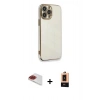 MARSİLYAN™- iPhone 13 Pro Max Kılıf Yankı Serisi - Şeffaf Maxco Cam Ekran Koruyucu + Pers Alüminyum Kamera Lens - KI