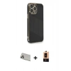 MARSİLYAN™- iPhone 13 Pro Max Kılıf Yankı Serisi - Şeffaf Maxco Cam Ekran Koruyucu + Rainbow Kamera Lens Koruma Cam - BZ