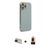 MARSİLYAN™- iPhone 13 Pro Max Kılıf Yankı Serisi - Şeffaf Maxco Cam Ekran Koruyucu + Rainbow Kamera Lens Koruma Cam - KI