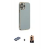 MARSİLYAN™- iPhone 13 Pro Max Kılıf Yankı Serisi - Şeffaf Maxco Cam Ekran Koruyucu + Renkli Kamera Lens Koruma Cam - YL