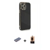 MARSİLYAN™- iPhone 13 Pro Max Kılıf Yankı Serisi - Şeffaf Maxco Cam Ekran Koruyucu + Renkli Kamera Lens Koruma Cam - PE