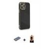 MARSİLYAN™- iPhone 13 Pro Max Kılıf Yankı Serisi - Şeffaf Maxco Cam Ekran Koruyucu + Renkli Kamera Lens Koruma Cam - YL