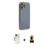MARSİLYAN™- iPhone 13 Pro Max Kılıf Yankı Serisi - Şeffaf Maxco Cam Ekran Koruyucu + Shine Kamera Lens - GD