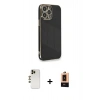 MARSİLYAN™- iPhone 13 Pro Max Kılıf Yankı Serisi - Şeffaf Maxco Cam Ekran Koruyucu + Shine Kamera Lens - GD