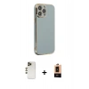 MARSİLYAN™- iPhone 13 Pro Max Kılıf Yankı Serisi - Şeffaf Maxco Cam Ekran Koruyucu + Shine Kamera Lens - GD