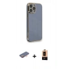 MARSİLYAN™- iPhone 13 Pro Max Kılıf Yankı Serisi - Şeffaf Maxco Cam Ekran Koruyucu + Turuncu Renkli Kamera Lens Koruma Cam