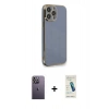 MARSİLYAN™- iPhone 13 Pro Max Kılıf Yankı Serisi - Şeffaf Pasifik Cam Ekran Koruyucu + Neon Fosforlu Kamera Lens - BZ