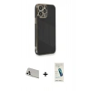 MARSİLYAN™- iPhone 13 Pro Max Kılıf Yankı Serisi - Şeffaf Pasifik Cam Ekran Koruyucu + Rainbow Kamera Lens Koruma Cam - BZ