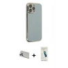 MARSİLYAN™- iPhone 13 Pro Max Kılıf Yankı Serisi - Şeffaf Pasifik Cam Ekran Koruyucu + Rainbow Kamera Lens Koruma Cam - BZ