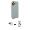 MARSİLYAN™- iPhone 13 Pro Max Kılıf Yankı Serisi - Şeffaf Pasifik Cam Ekran Koruyucu + Pers Alüminyum Kamera Lens - GI