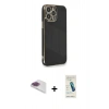 MARSİLYAN™- iPhone 13 Pro Max Kılıf Yankı Serisi - Şeffaf Pasifik Cam Ekran Koruyucu + Pers Alüminyum Kamera Lens - GI