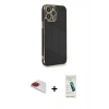 MARSİLYAN™- iPhone 13 Pro Max Kılıf Yankı Serisi - Şeffaf Pasifik Cam Ekran Koruyucu + Pers Alüminyum Kamera Lens - KI