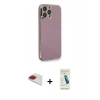 MARSİLYAN™- iPhone 13 Pro Max Kılıf Yankı Serisi - Şeffaf Pasifik Cam Ekran Koruyucu + Pers Alüminyum Kamera Lens - KI
