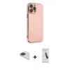 MARSİLYAN™- iPhone 13 Pro Max Kılıf Yankı Serisi - Şeffaf Pasifik Cam Ekran Koruyucu + Pers Alüminyum Kamera Lens - LT