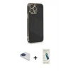 MARSİLYAN™- iPhone 13 Pro Max Kılıf Yankı Serisi - Şeffaf Pasifik Cam Ekran Koruyucu + Pers Alüminyum Kamera Lens - LT