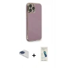 MARSİLYAN™- iPhone 13 Pro Max Kılıf Yankı Serisi - Şeffaf Pasifik Cam Ekran Koruyucu + Pers Alüminyum Kamera Lens - LT