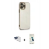 MARSİLYAN™- iPhone 13 Pro Max Kılıf Yankı Serisi - Şeffaf Pasifik Cam Ekran Koruyucu + Pers Alüminyum Kamera Lens - LT