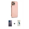 MARSİLYAN™- iPhone 13 Pro Max Kılıf Yankı Serisi - Şeffaf Pasifik Cam Ekran Koruyucu + Neon Fosforlu Kamera Lens - MI