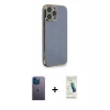 MARSİLYAN™- iPhone 13 Pro Max Kılıf Yankı Serisi - Şeffaf Pasifik Cam Ekran Koruyucu + Neon Fosforlu Kamera Lens - MI