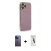 MARSİLYAN™- iPhone 13 Pro Max Kılıf Yankı Serisi - Şeffaf Pasifik Cam Ekran Koruyucu + Neon Fosforlu Kamera Lens - MI