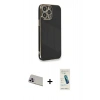 MARSİLYAN™- iPhone 13 Pro Max Kılıf Yankı Serisi - Şeffaf Pasifik Cam Ekran Koruyucu + Rainbow Kamera Lens Koruma Cam - MR