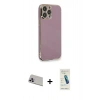 MARSİLYAN™- iPhone 13 Pro Max Kılıf Yankı Serisi - Şeffaf Pasifik Cam Ekran Koruyucu + Rainbow Kamera Lens Koruma Cam - MR