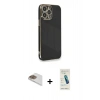 MARSİLYAN™- iPhone 13 Pro Max Kılıf Yankı Serisi - Şeffaf Pasifik Cam Ekran Koruyucu + Pers Alüminyum Kamera Lens - GD