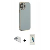 MARSİLYAN™- iPhone 13 Pro Max Kılıf Yankı Serisi - Şeffaf Pasifik Cam Ekran Koruyucu + Pers Alüminyum Kamera Lens - SABE