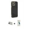 MARSİLYAN™- iPhone 13 Pro Max Kılıf Yankı Serisi - Şeffaf Pasifik Cam Ekran Koruyucu + Rainbow Kamera Lens Koruma Cam - REGD