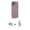 MARSİLYAN™- iPhone 13 Pro Max Kılıf Yankı Serisi - Şeffaf Pasifik Cam Ekran Koruyucu + Rainbow Kamera Lens Koruma Cam - REGD