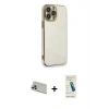 MARSİLYAN™- iPhone 13 Pro Max Kılıf Yankı Serisi - Şeffaf Pasifik Cam Ekran Koruyucu + Rainbow Kamera Lens Koruma Cam - REGD