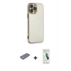 MARSİLYAN™- iPhone 13 Pro Max Kılıf Yankı Serisi - Şeffaf Pasifik Cam Ekran Koruyucu + Renkli Kamera Lens Koruma Cam - SI