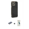 MARSİLYAN™- iPhone 13 Pro Max Kılıf Yankı Serisi - Şeffaf Pasifik Cam Ekran Koruyucu + Renkli Kamera Lens Koruma Cam - SI