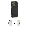 MARSİLYAN™- iPhone 13 Pro Max Kılıf Yankı Serisi - Şeffaf Pasifik Cam Ekran Koruyucu + Shine Kamera Lens - GD