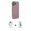 MARSİLYAN™- iPhone 13 Pro Max Kılıf Yankı Serisi - Şeffaf Pasifik Cam Ekran Koruyucu + Shine Kamera Lens - GD