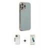 MARSİLYAN™- iPhone 13 Pro Max Kılıf Yankı Serisi - Şeffaf Pasifik Cam Ekran Koruyucu + Shine Kamera Lens - GD