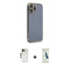 MARSİLYAN™- iPhone 13 Pro Max Kılıf Yankı Serisi - Şeffaf Pasifik Cam Ekran Koruyucu + Shine Kamera Lens - GD