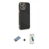 MARSİLYAN™- iPhone 13 Pro Max Kılıf Yankı Serisi - Şeffaf Pasifik Cam Ekran Koruyucu + Shine Kamera Lens Koruma Cam - PE