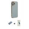 MARSİLYAN™- iPhone 13 Pro Max Kılıf Yankı Serisi - Şeffaf Pasifik Cam Ekran Koruyucu + Shine Kamera Lens Koruma Cam - PE