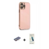 MARSİLYAN™- iPhone 13 Pro Max Kılıf Yankı Serisi - Şeffaf Pasifik Cam Ekran Koruyucu + Renkli Kamera Lens Koruma Cam - TU