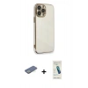 MARSİLYAN™- iPhone 13 Pro Max Kılıf Yankı Serisi - Şeffaf Pasifik Cam Ekran Koruyucu + Renkli Kamera Lens Koruma Cam - YL