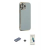 MARSİLYAN™- iPhone 13 Pro Max Kılıf Yankı Serisi - Şeffaf Pasifik Cam Ekran Koruyucu + Renkli Kamera Lens Koruma Cam - YL