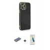 MARSİLYAN™- iPhone 13 Pro Max Kılıf Yankı Serisi - Şeffaf Pasifik Cam Ekran Koruyucu + Renkli Kamera Lens Koruma Cam - YL