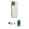 MARSİLYAN™- iPhone 13 Pro Max Kılıf Yankı Serisi - Siyah 18D Cam Ekran Koruyucu + Kırmızı Rainbow Kamera Lens Koruma Cam